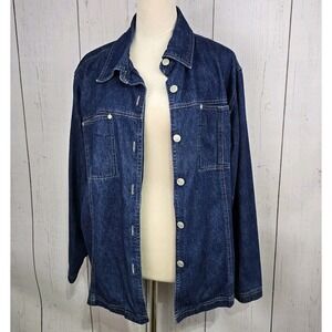 Venezia Jeans‎ Blue Jean Denim Collared Jacket Button Pockets Stretch  18/20
